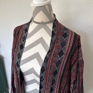 Knot Sisters Red and Black Patterned Cardigan